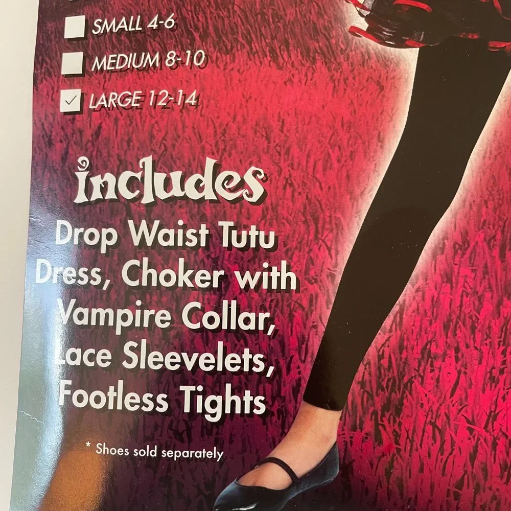 Vampire “Vampirina” Costume Black Red Lace Girls Size Large 12/14